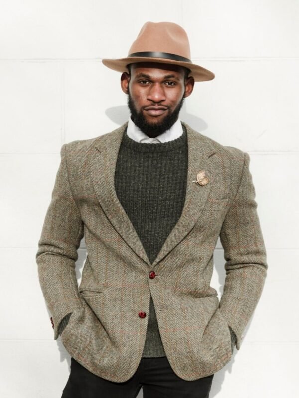 Men’s Classic Tweed Blazer – Tailored Jacket for Smart-Casual and Formal Wear