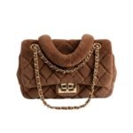 Luxe Quilted Faux-Fur Chain Bag | Chocolate Brow