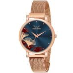 Rose Gold Plated Mesh Chain Analog Wrist Watch for Women