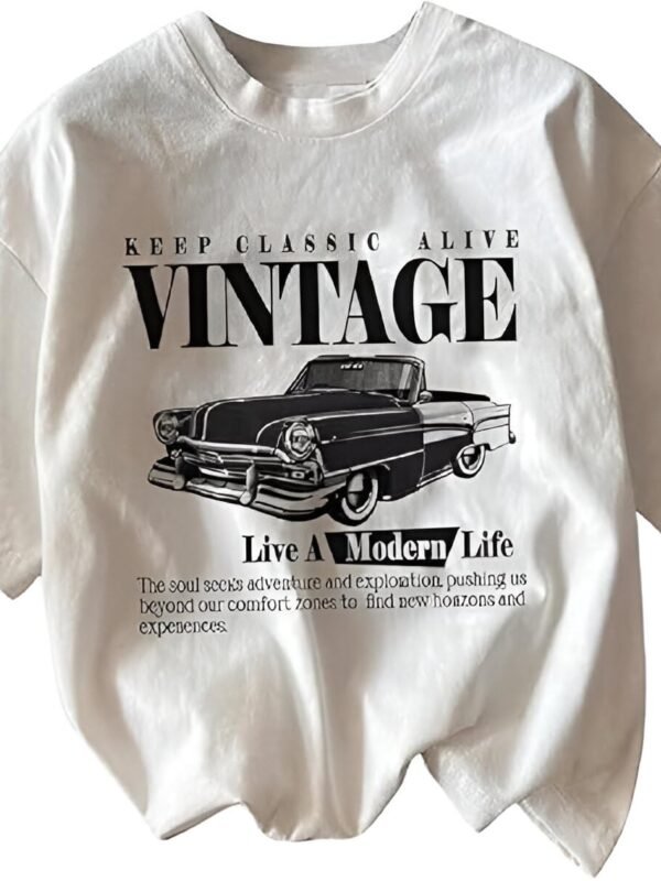 Cotton Blend Oversized Fit Half Sleeve Printed Round Neck T-Shirt for Women