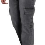 Men’s Regular Fit Washed Cargo Jeans with 6 Pockets Stretchable