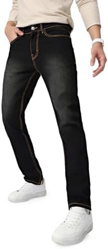 Men's Regular Fit Mid Rise Washed Jeans Stretchable