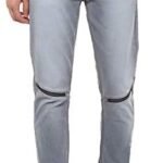 Men’s Ice Blue Slim Fit Zippered Jeans Stretch