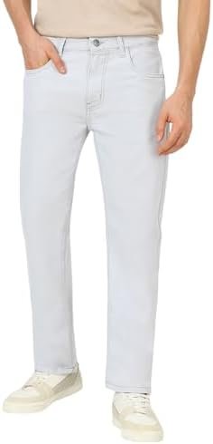 Men's Regular Fit Mid Rise Washed Jeans Stretchable