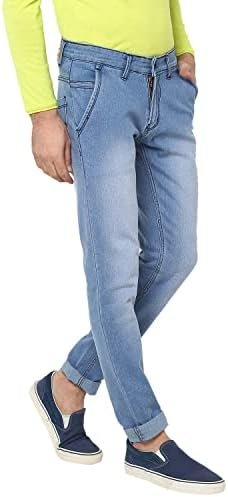 Men's Light Blue Slim Fit Washed Jeans Stretchable