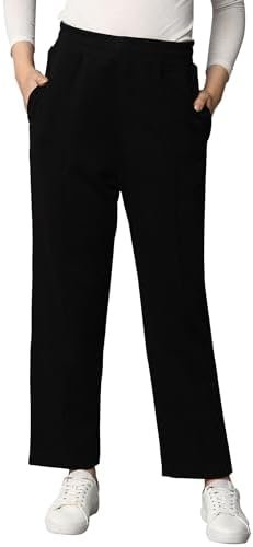 Womens Mid Rise Stretch Straight Trousers | Straight Fit With Pin Tucks | Side
