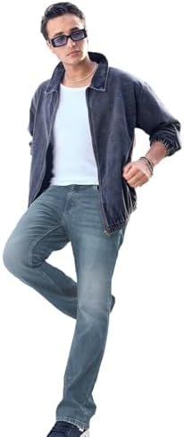 Men's Stretch Fit Mid Rise Washed Bootcut Jeans Stretchable