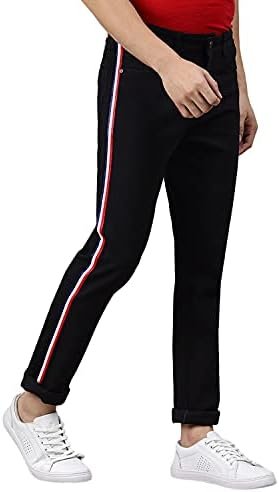 Men's Light Grey Side Striped Slim Fit Jeans Stretch