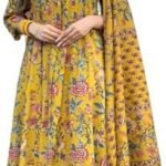 Women’s Rayon Viscose Anarkali Printed Kurta with Palazzo & Dupatta