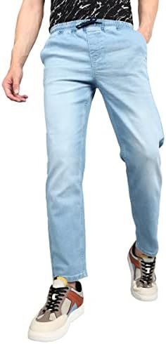 Men's Regular Fit Mid Rise Washed Jogger Jeans Stretchable