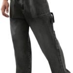 Men’s Loose Baggy Fit Cargo Carpenter Jeans with 6 Pockets Non-Stretchable