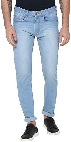 Men's Ice Blue Slim Fit Washed Jeans Stretchable