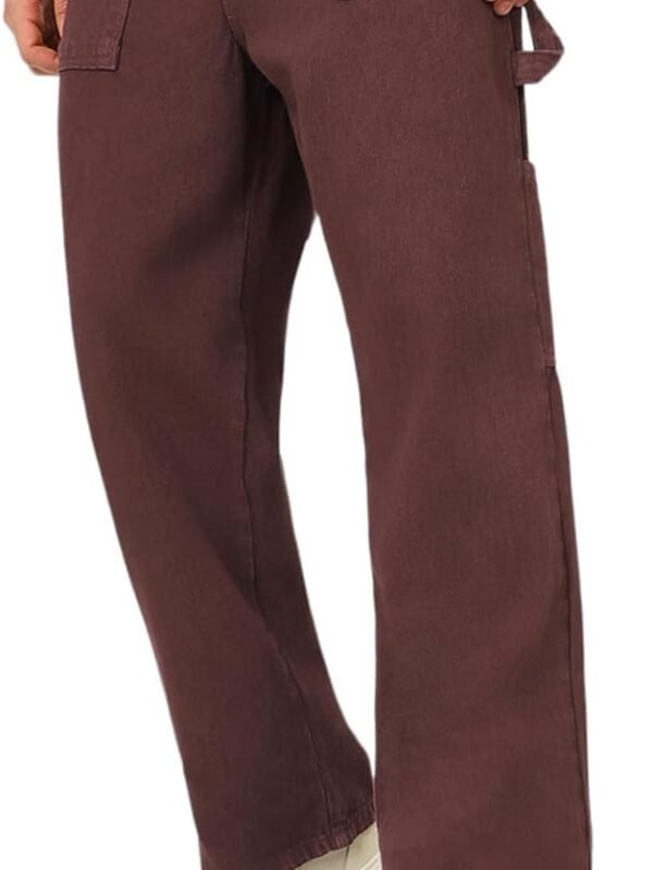 Men’s Loose Mid Rise Baggy Fit Cargo Carpenter Jeans with 6 Pockets